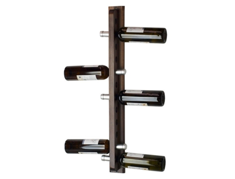 Garrafeira de parede para 12 garrafas em pinho em três cores - 250530 (Cor e textura: Madeira de nogueira escura) ZONAWINE