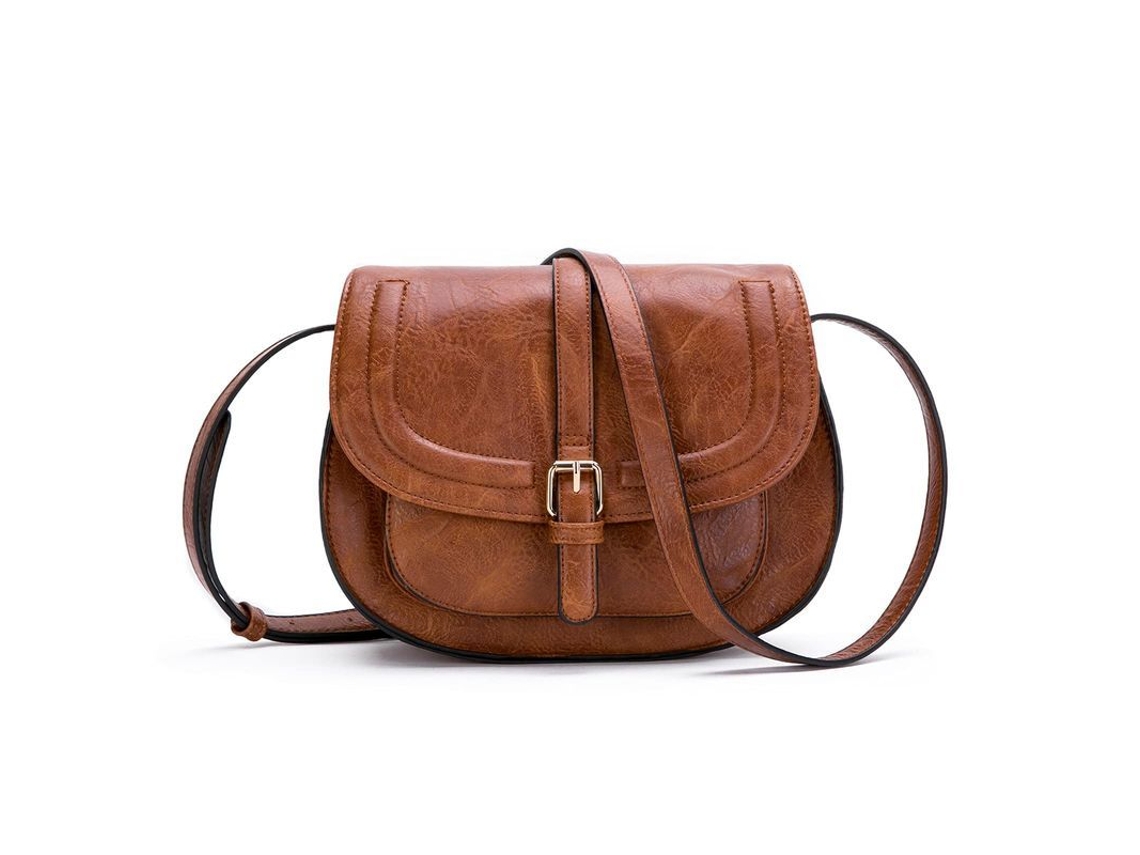 Bolsa Bandolera para Mulher, Bolsa Vintage Saddle de Couro Vegano, Pequeno Satchel e Bolsa de Ombro