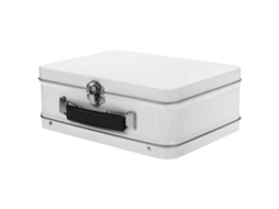 Caixa Organizadora De Mesa Para Joias, Pequenos Objetos E Cosméticos, Em Metal, Branca.
