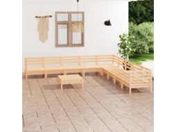Vidaxl 10 Pcs Conjunto Lounge De Jardim Pinho Maciço