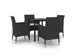 Maison Exclusive - 5 Pcs Conjunto De Jantar P/ Jardim C/almofadões Vime Pe E Vidro