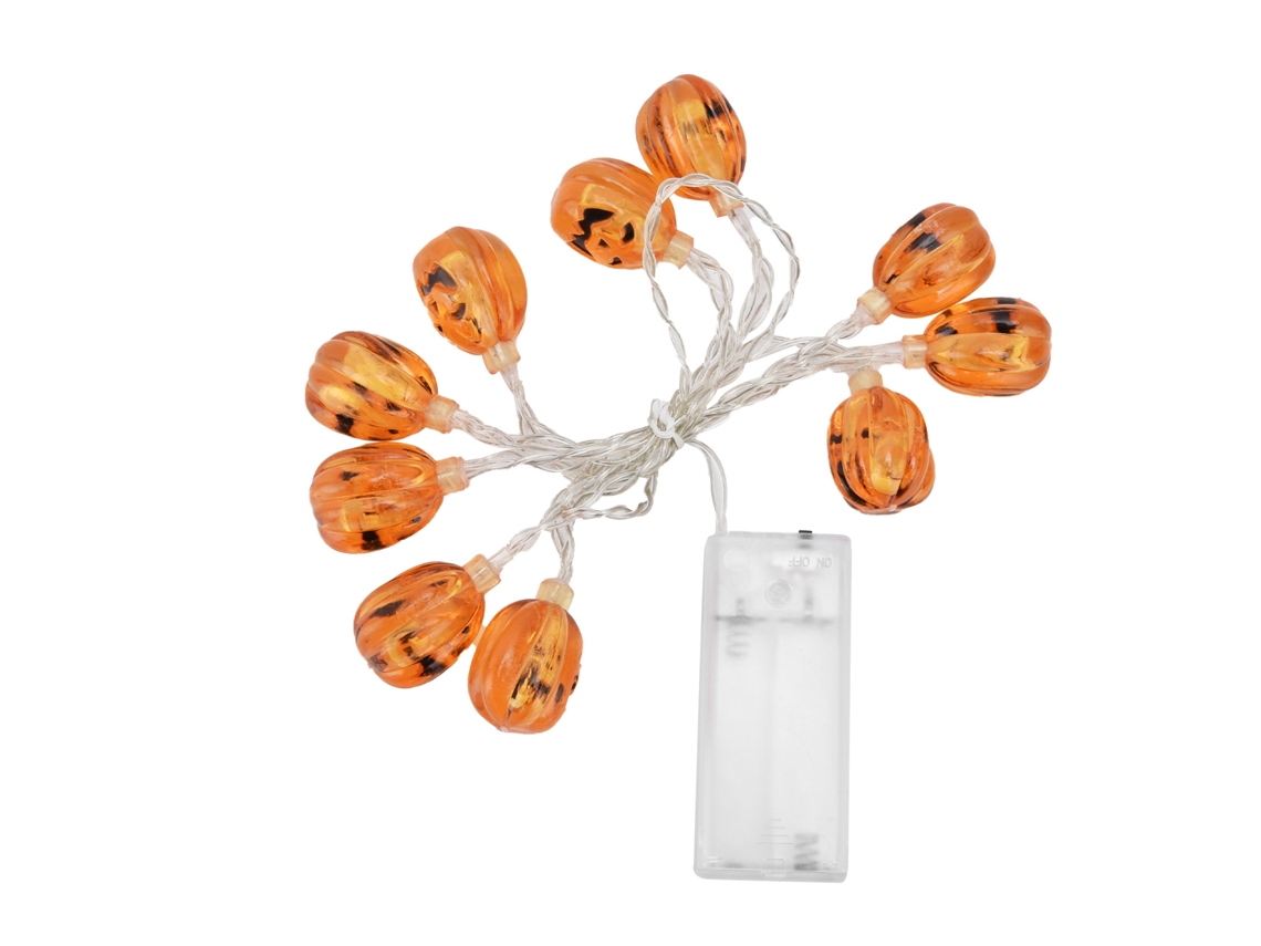 Luzes de Natal em formato de abóbora, modelo 2026, com 10 LEDs, alimentadas por bateria, perfeitas para decoração de Halloween em casa, no pátio, em festas e festivais.
