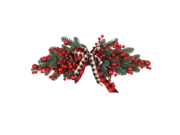 Portal de Natal em Tecido Vermelho com Estampa Plaid, Sem Iluminação LAXISCREED