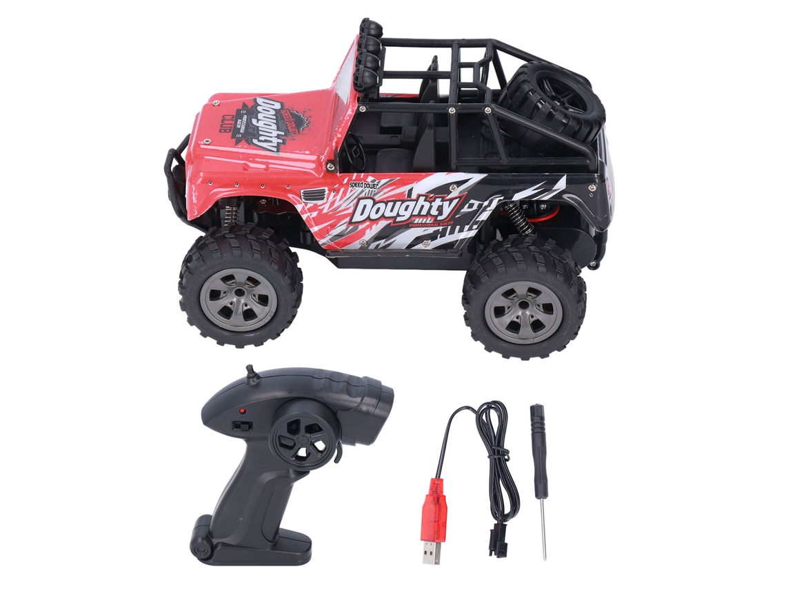 Carro De Controle Remoto Off Road 2.4g Com Pneus Antiderrapantes E Bateria Recarregável Vermelho