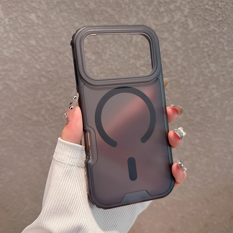 (preto 14plus) Capa Transparente Para Celular Com Carregamento Sem Fio Magnético, Resistente A Impactos 3 Em 1