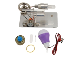 Modelo de Motor Stirling Tipo T de Aleación de Zinc Acero Inoxidable Vidrio Dorado Juguete Educativo para Aprendizaje Físico