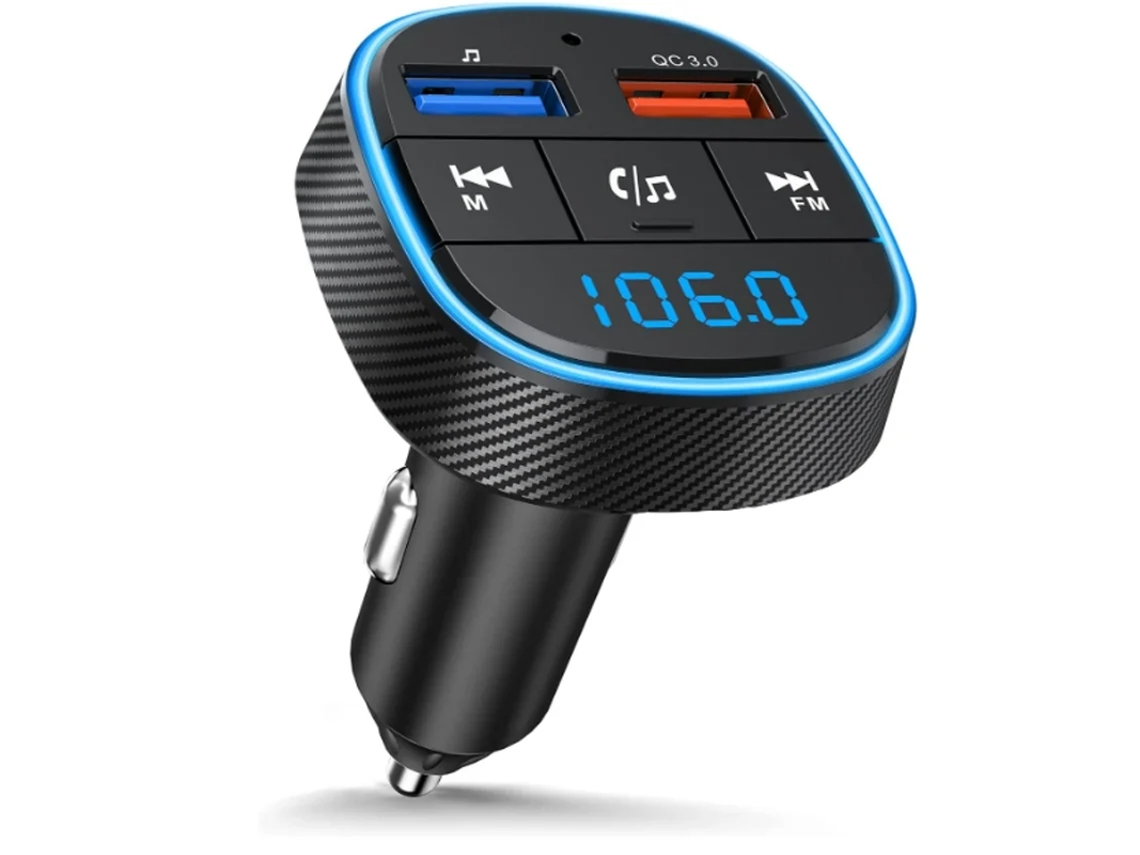 Transmissor Fm para Carro Adaptador de Áudio de Rádio de Carro Bluetooth 5.0 com Porta de Carga Usb Dupla YIZHOOD