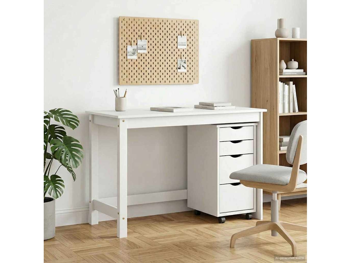 Vidaxl Mesa E Armário Sobre Rodas Moss 2 Unid. Branco