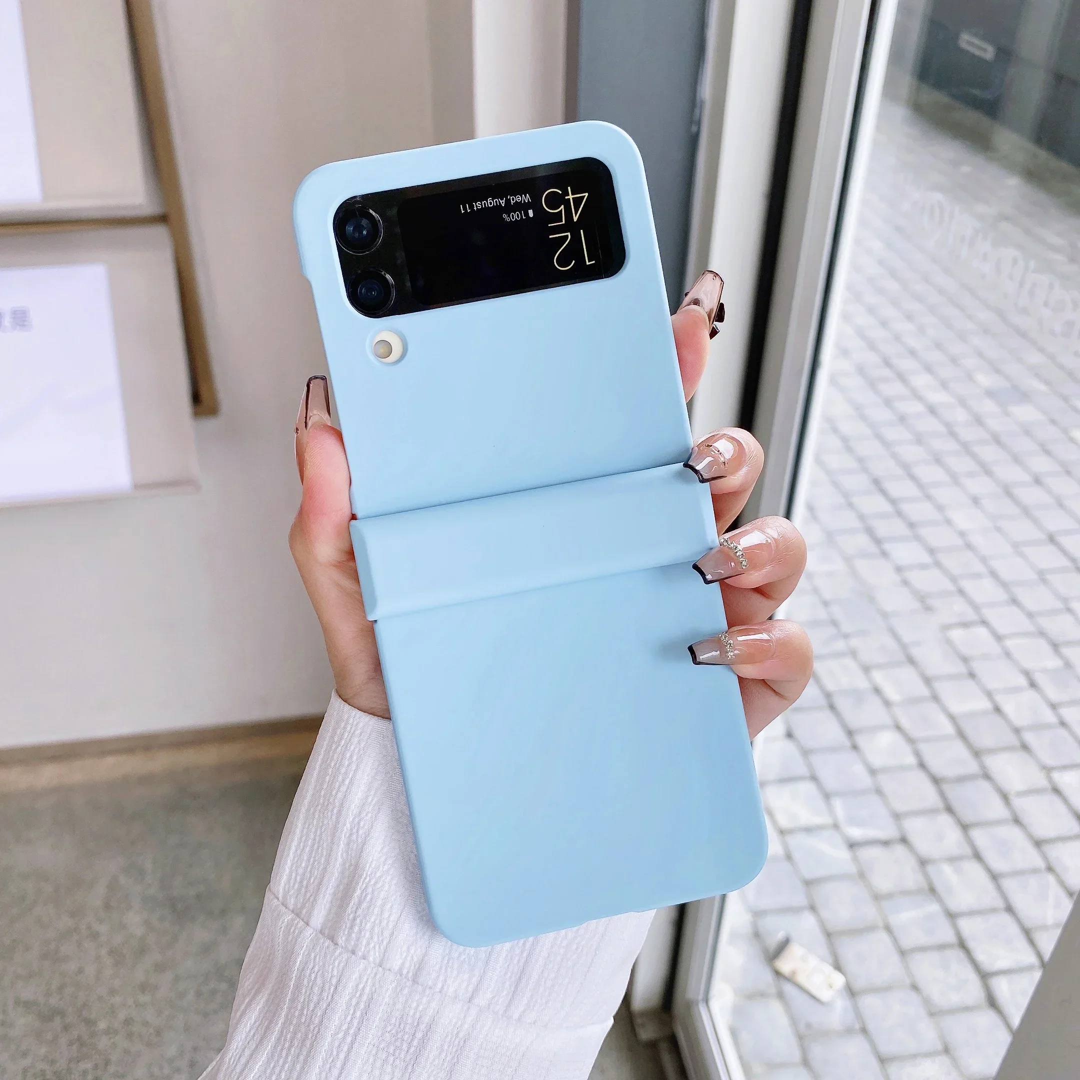 (azul Celeste, Galaxy Z Flip6) Capa Dobrável Rígida Ultrafina Para Celular, Resistente A Impactos, Confortável Ao Toque E Altamente Protetora.