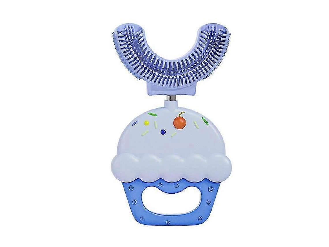 Escova de Dentes Infantil em Formato U, com Cabeça Silicone Macio Premium, Limpeza Oral 360°, Ideal para Criança S 2 a 6 Anos, Azul. GOKOCO