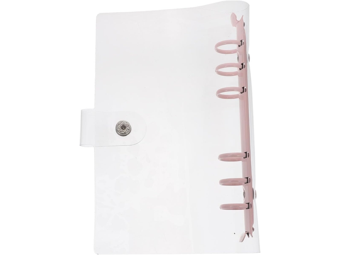 Pasta individual com revestimento de PVC rosa transparente, ideal para planejamento e priorização, perfeita para