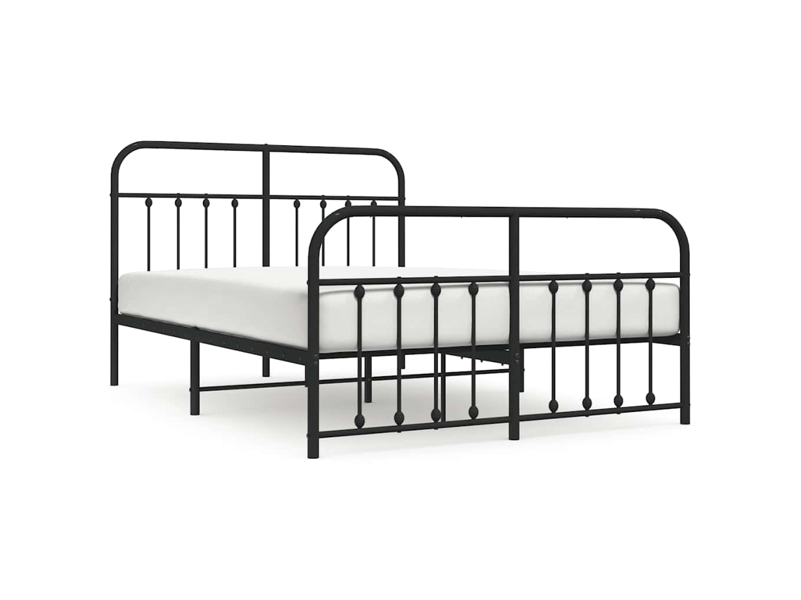 Bed Frame, Bed Frames Vidaxl Preto Aço (150 X 200 Cm)