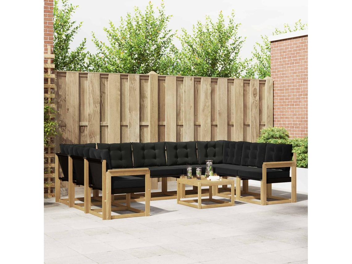 Vidaxl Conjunto De Sofás Para Exterior 10 Unid. Branco E Preto