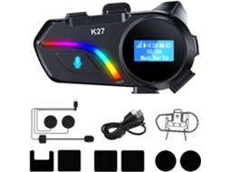 Fones sem fio capacete moto Bluetooth 5.3 design luz RGB cancelamento ruído microfone rígido para comunicação clara Preto JIAPEI