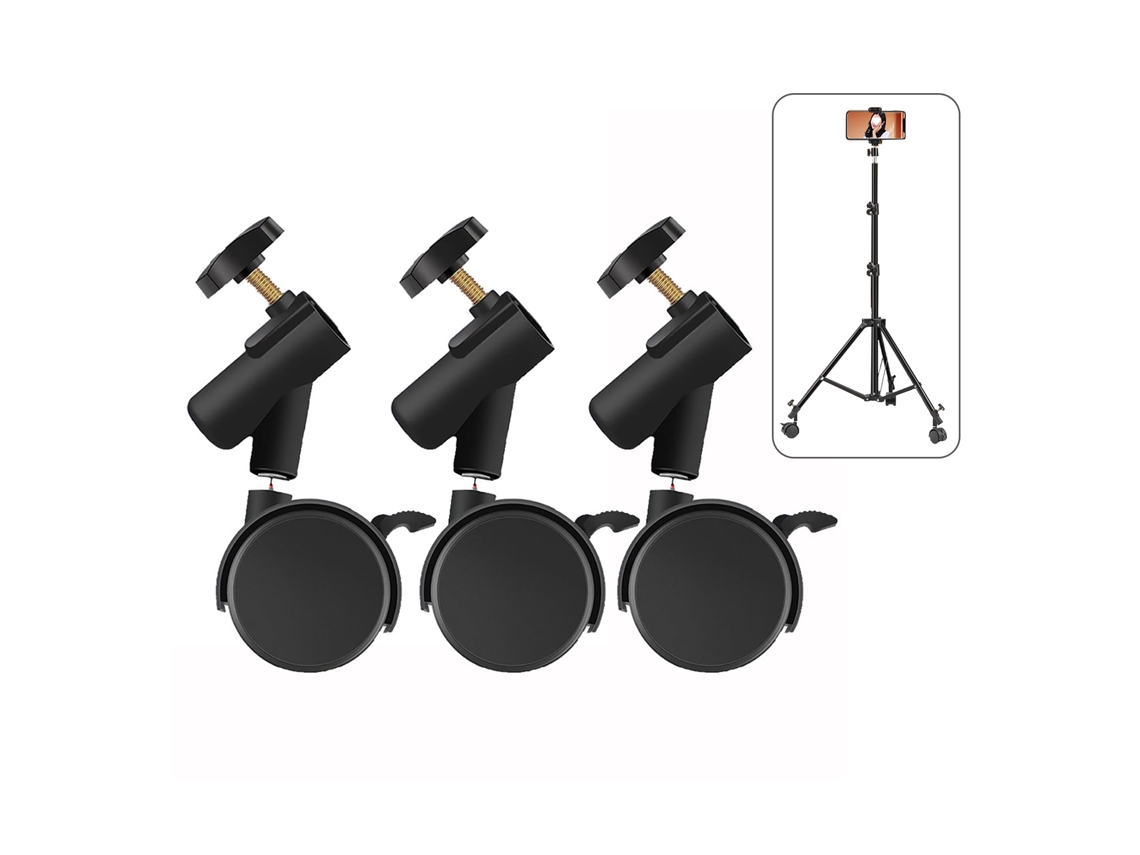 3pcs/set Flexible Swivel Casters Wheels With 16mm Diameter Mounting Holes For Photography Light Stand Tripod Wheels LAXISCREED