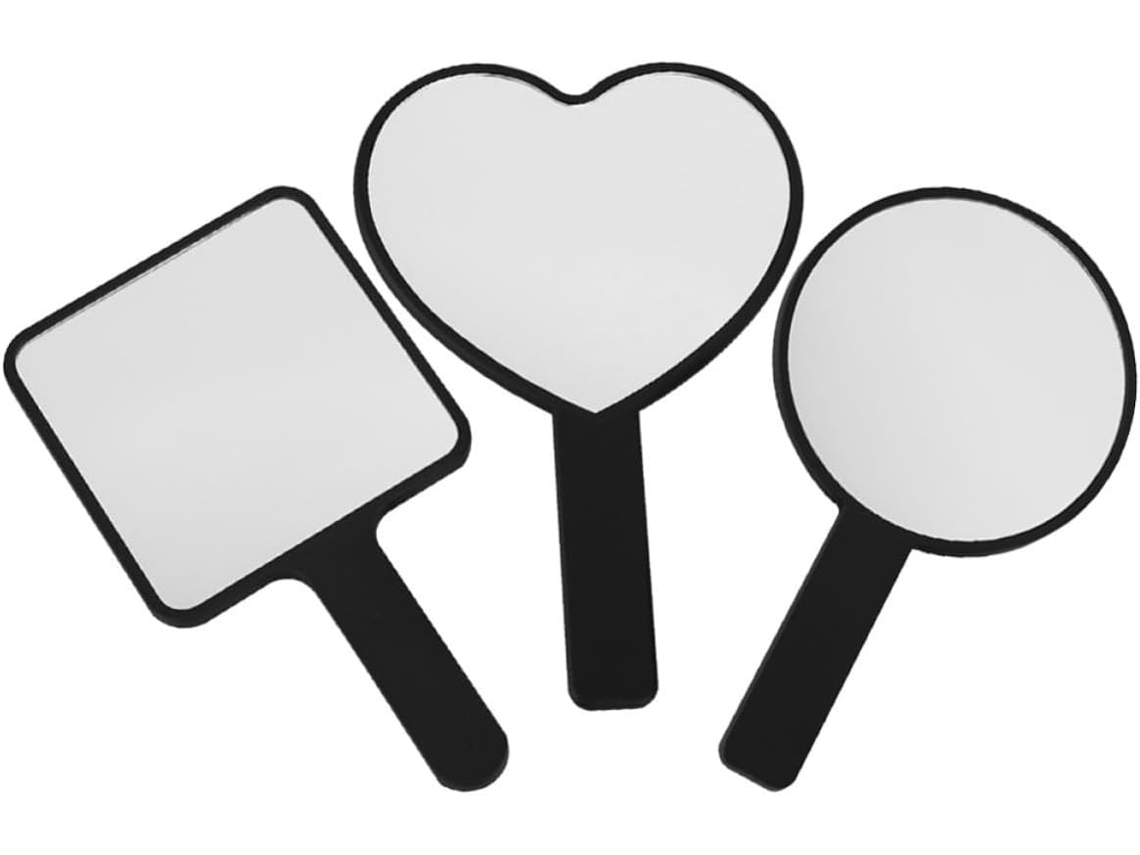 3 Peças Miroir À Main De Maquillage Noir, Forme Créative