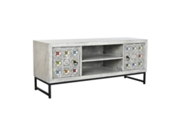 Suporte para TV em Madeira de Mangueira, com Cerâmica, 130x40x56cm ALEXANDRA HOUSE LIVING