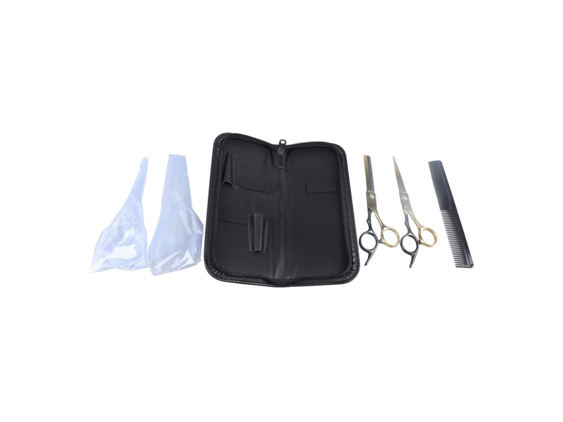 2026 tijeras de Corte de Pelo de Acero Inoxidable Set Manual Con Dientes Planos para Barbería Salón Hogar Negro Oro