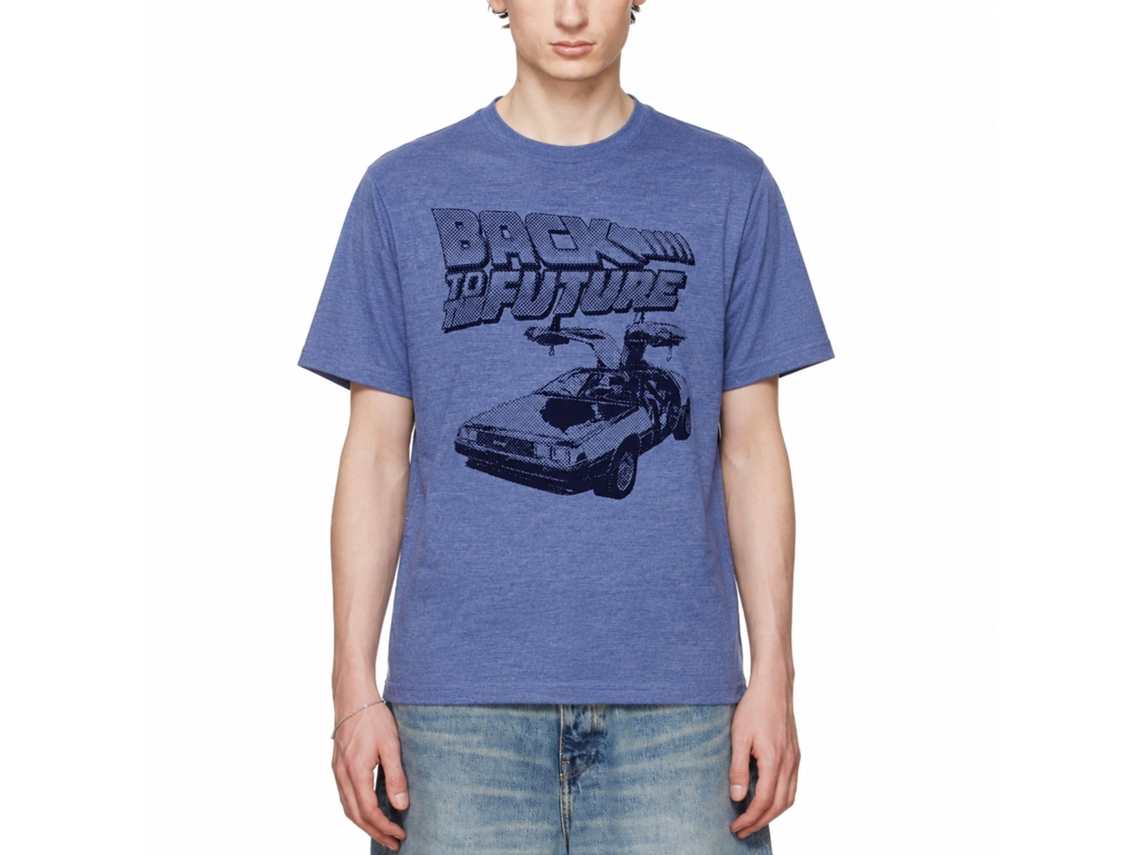 Rockinstone Back To The Future Movie Btf Halftone Heather Royal Adult T-shirt Size:xl