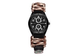 Reloj De Pulsera Para Hombre Con Brújula Outdoor Senderismo Montaña Camping Marrón