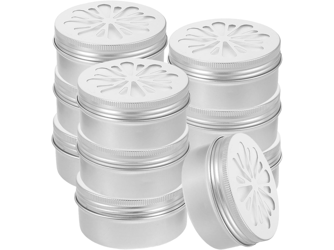 Latas Redondas Ciieeo Com Tampa De Rosca, 80g, Pacote Com 12 Unidades, Em Elegante Design De Alumínio Perfurado.