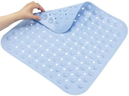 Lurelia Tapete Banho Antiderrapante Lavável Ventosas Antimofo Macio Borracha Azul Laranja 48x48 Cm
