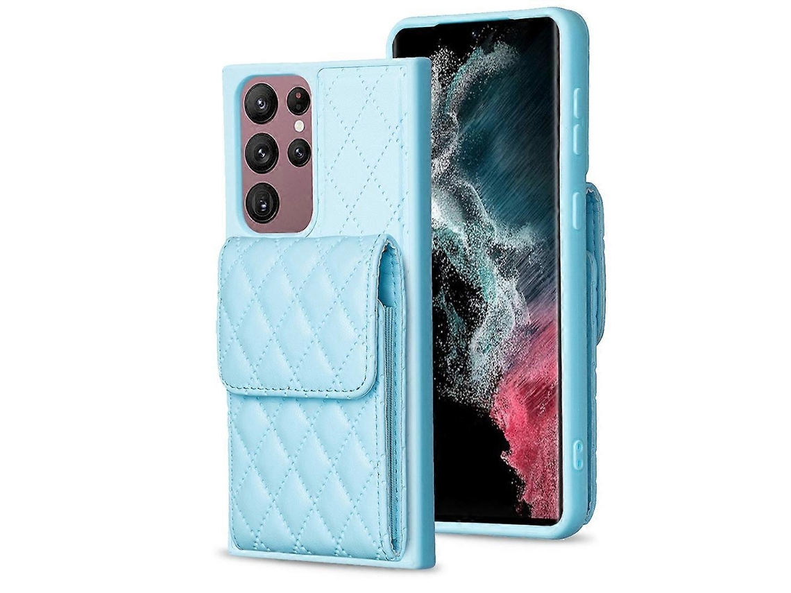 Capa De Couro Com Estampa De Losangos Para Samsung Galaxy S22 Ultra 5g