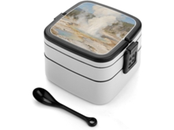 Marmita Bento Yellowstone Geyser De Camada Dupla Para Adultos Com Colher E Alça, À Prova De Vazamentos, Marmita