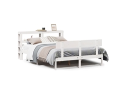 Cama Sem Colchão 140x190 cm Madeira de Pinho Maciça Branco MAISON EXCLUSIVE