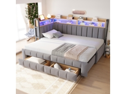 Cama De Sofá Estofada Veludo Cinza Claro 90x200 Cm