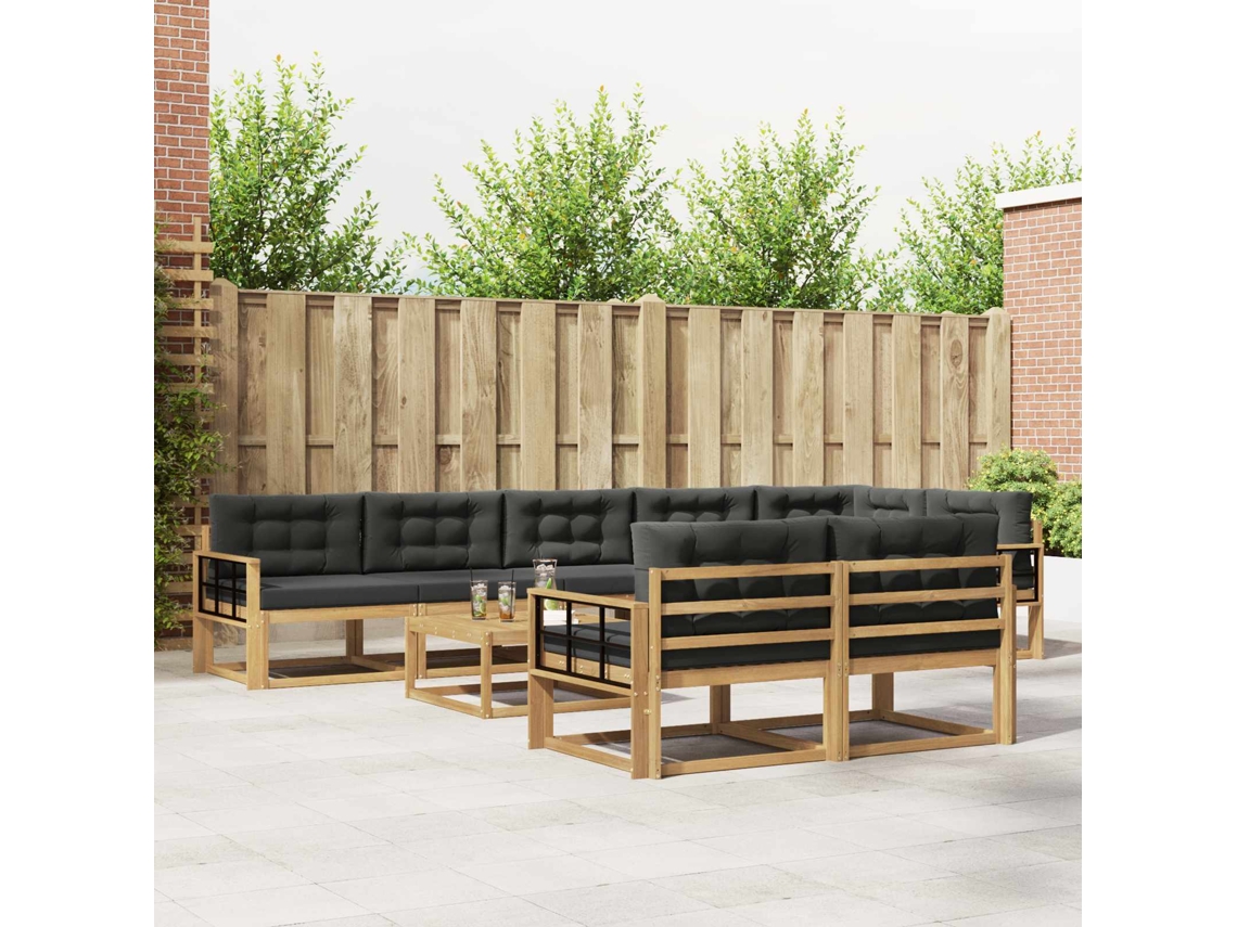 Vidaxl Conjunto De Sofás Para Exterior 9 Pcs Branco E Antracite
