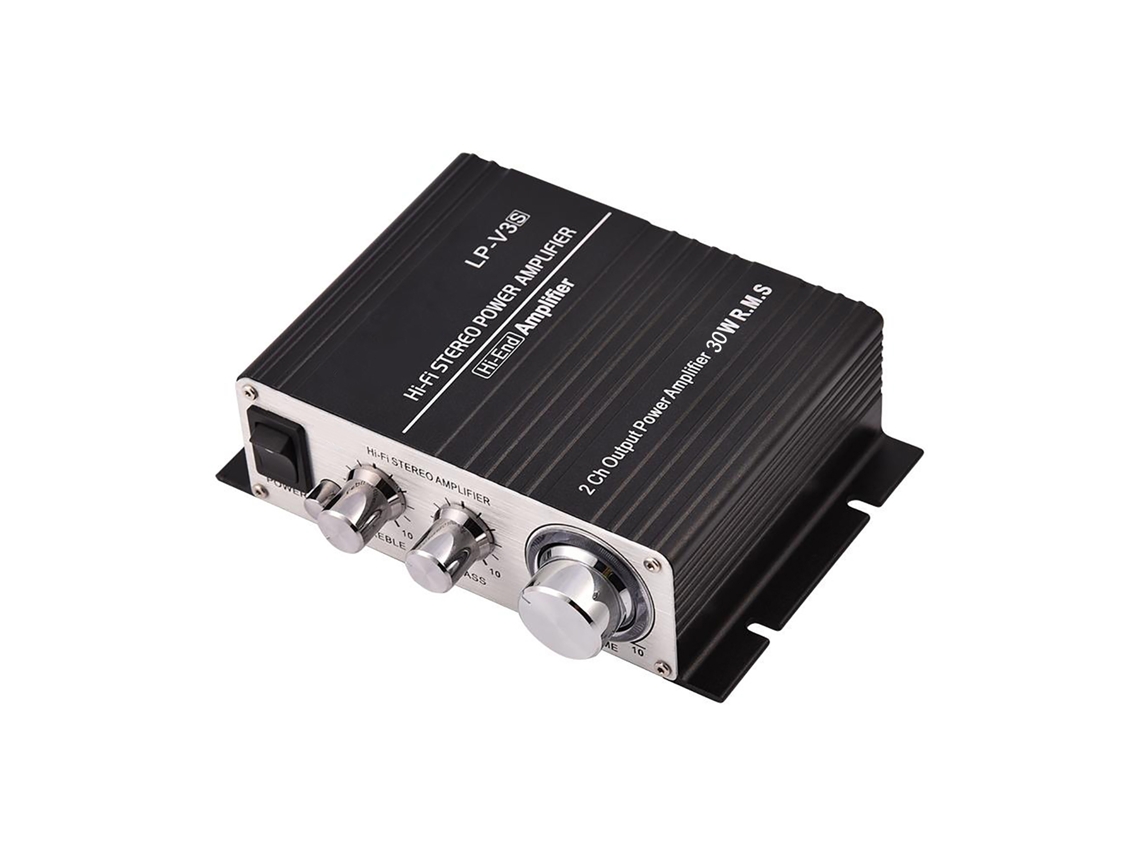 Amplificador Mali de áudio estéreo digital de 2 canais para carro, 30W x 2 RMS, preto