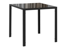 Mesa de Jantar Quadrada para 4 Pessoas,75x75x75cm,tampa de Vidro Temperado Preto para Cozinha e Sala de Jantar BTFORUS