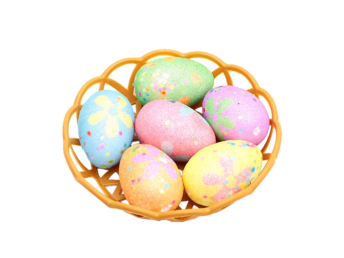 Laxiscreed Ovos De Páscoa De Espuma Coloridos Com Cesta E Estilo Azul Para Festas