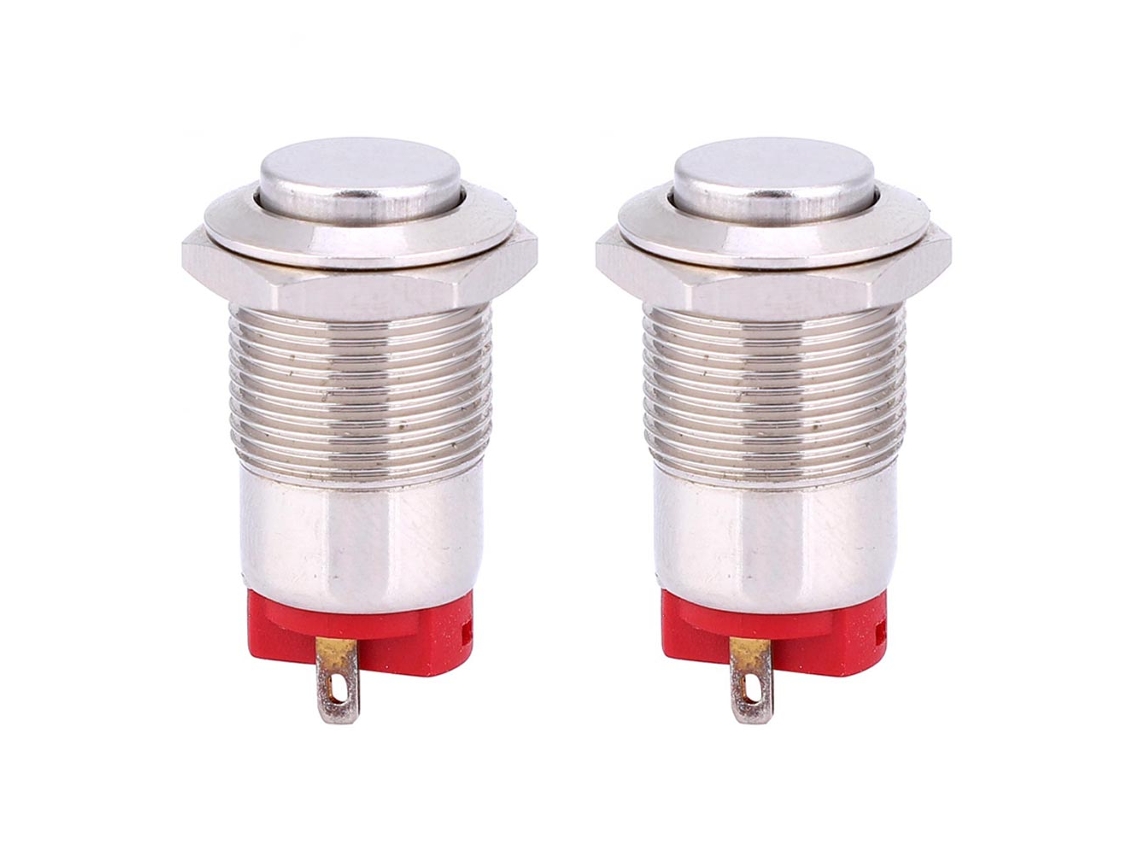 2pcs Chave De Botão De Metal 2 Pinos Latching À Prova D'água 12mm Alto Flush Suprimentos Eletrônicos