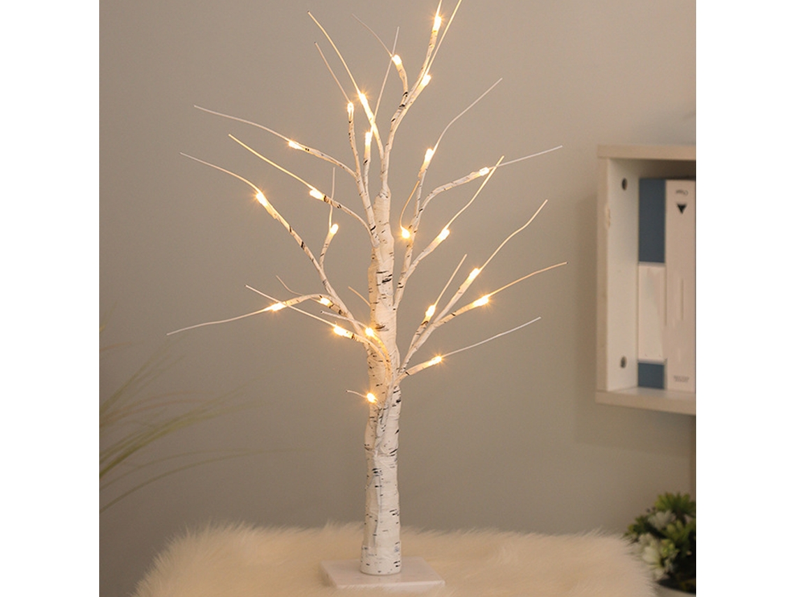 Luminária de Bétula Alta e Clara 45 Cm com 24 Luzes Led Brancas Quentes, Alimentada por Bateria/usb BRILVIBERA