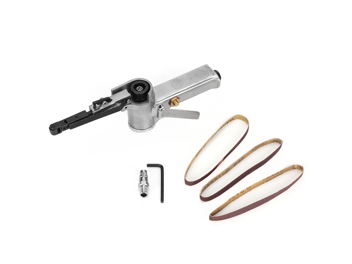 Lixadeira pneumática de cinta de 10 mm e 16.000 rpm para polimento e desbaste.