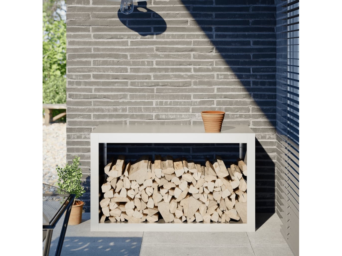 Vidaxl Suporte Para Lenha 100x40x60 Cm Aço Branco