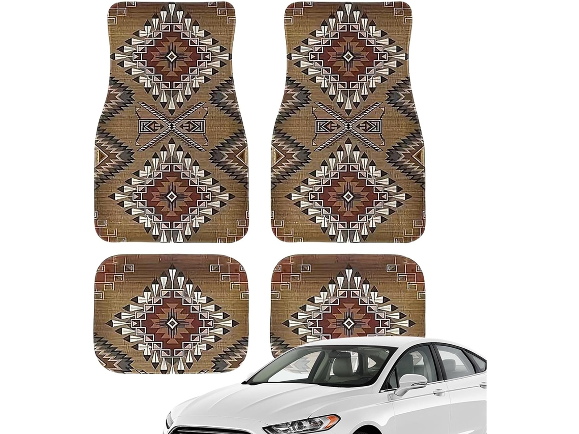 Conjunto de 4 tapetes automotivos estilo boho, tapetes divididos para o assoalho.