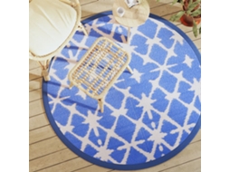 Vidaxl Tapete De Exterior Ø160 Cm Arakil Pp Azul E Branco