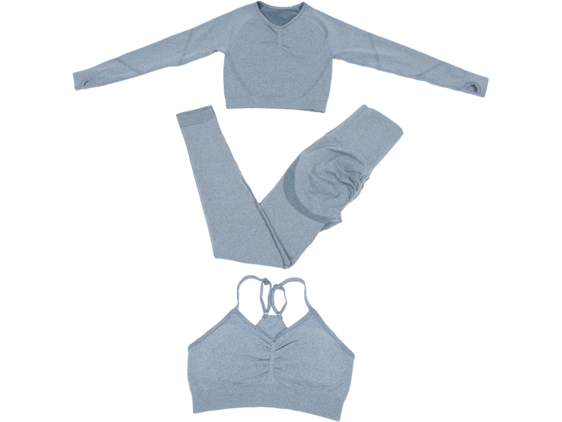 De Roupa De Ioga Feminina Sem Costura Com Mangas Compridas E Leggings De Cintura Alta.
