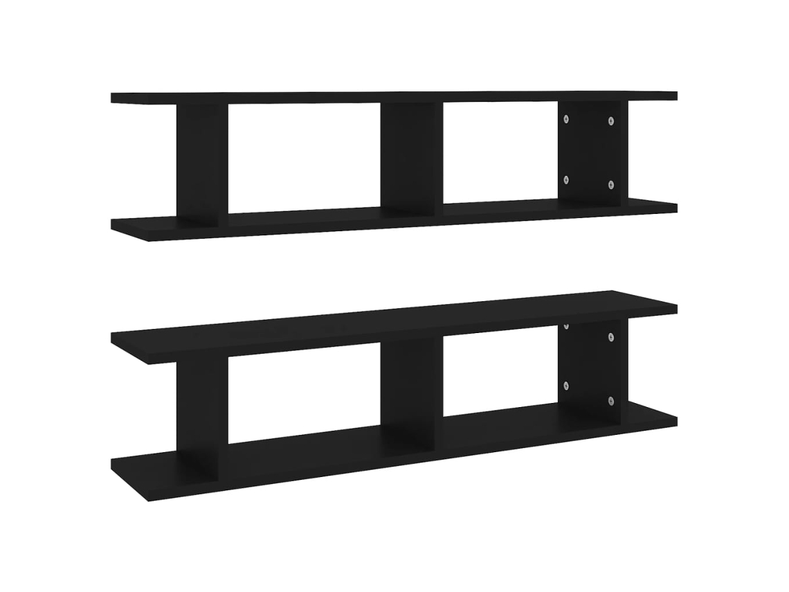 Conjunto de 2 Prateleiras de Parede em Compensado Preto MAISON EXCLUSIVE (90x18x20 cm)