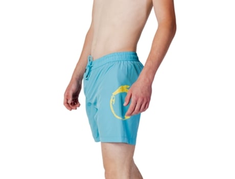 Maiô Trussardi Beachwear Logo Azul Claro