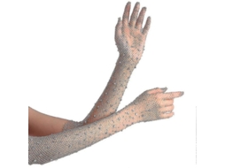 Guantes de Rede de Pesca Longos com Strass, Brilhantes, S/MARCA