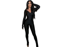 Traje Esportivo Casual Feminino Com Blusa V E Calça De Cintura Alta - Estilo Fashion E Versátil Preto