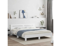 Vidaxl Estrutura Cama C/ Cabeceira 180x200 Cm Derivados Madeira Branco