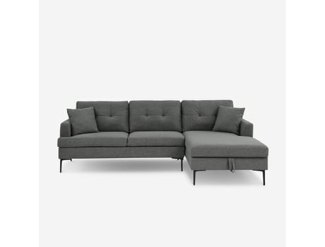 Sofá de canto de 3 lugares em tecido bege com compartimento de armazenamento Agadir Modus Sofa