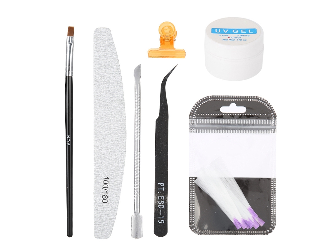 Kit De Extensão De Unhas Com Lápis, Lima, Fibra E Ferramentas Para Arte De Unhas Laranja