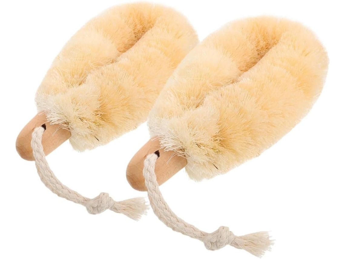 Lurelia Pack De 2 Escovas Corporais De Sisal Para Costas E Corpo, Fibra De Sisal, Pega Ergonómica E Escovagem A Seco, Uso Diário Confortável