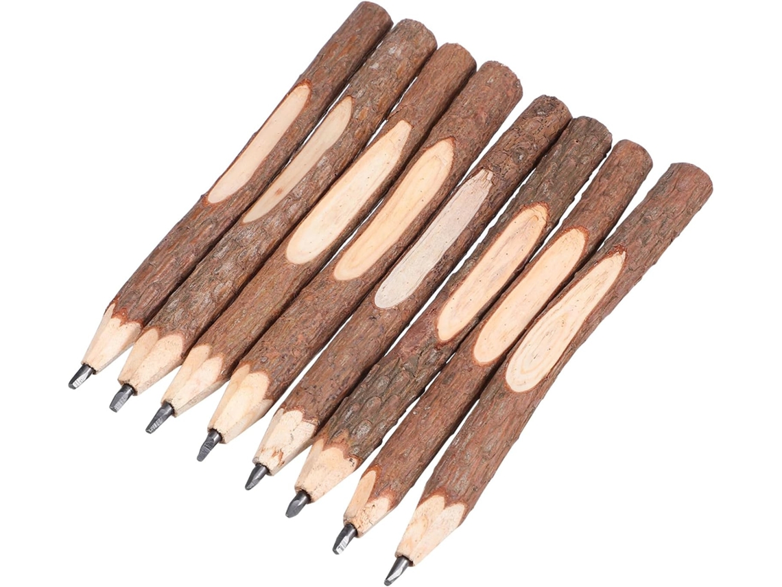 Conjunto de 32 lápis de madeira natural para desenho e festas, em formato de árvore, biodegradáveis, para meninos e meninas.